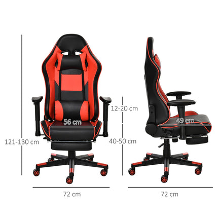 Ergonomischer Gaming-Stuhl mit klappbarer Fußstütze, schwarz