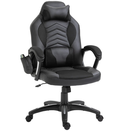 Ergonomischer Massagesessel aus schwarzem Kunstleder mit Wärme- und Vibrationsfunktion