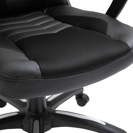 Ergonomischer Massagesessel aus schwarzem Kunstleder mit Wärme- und Vibrationsfunktion