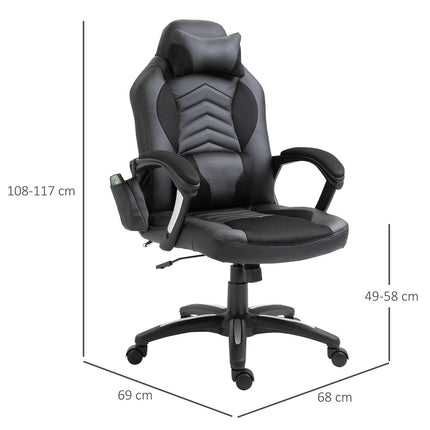 Ergonomischer Massagesessel aus schwarzem Kunstleder mit Wärme- und Vibrationsfunktion