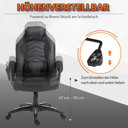 Ergonomischer Massagesessel aus schwarzem Kunstleder mit Wärme- und Vibrationsfunktion