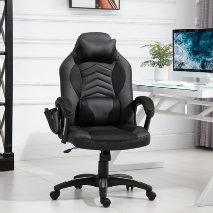 Ergonomischer Massagesessel aus schwarzem Kunstleder mit Wärme- und Vibrationsfunktion
