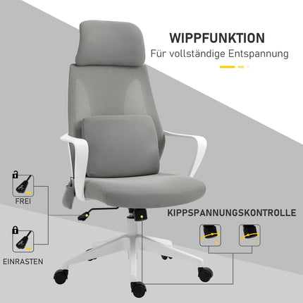 Ergonomická herní židle s masáží, otočná, šedý nylon