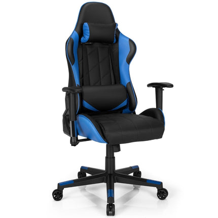 Gaming-Stuhl, Rennsport-Stil, verstellbare Rückenlehne, Blau