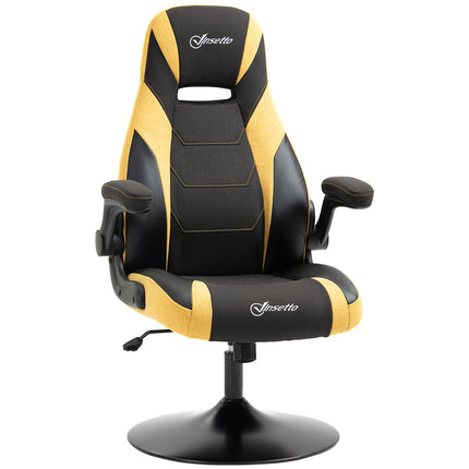 Gaming-Stuhl, Wippfunktion, Höhenverstellbar, Gelb/Schwarz