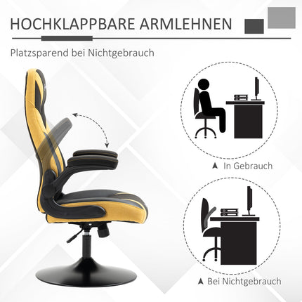 Gaming-Stuhl, Wippfunktion, Höhenverstellbar, Gelb/Schwarz