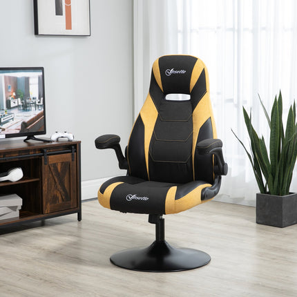 Gaming-Stuhl, Wippfunktion, Höhenverstellbar, Gelb/Schwarz