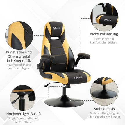 Gaming-Stuhl, Wippfunktion, Höhenverstellbar, Gelb/Schwarz
