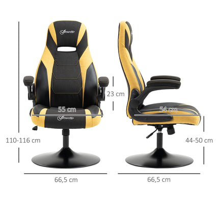Gaming-Stuhl, Wippfunktion, Höhenverstellbar, Gelb/Schwarz