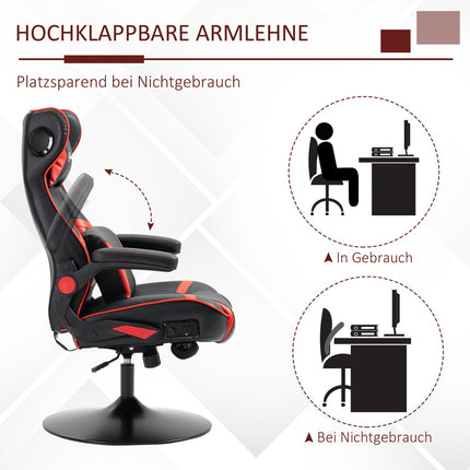 Ergonomischer Gaming-Stuhl mit Lautsprechern, höhenverstellbar, Kunstleder