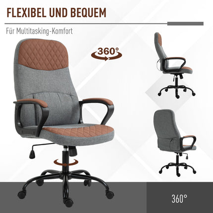 Ergonomischer Gaming-Stuhl, Drehstuhl, grau/braun