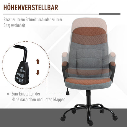 Ergonomischer Gaming-Stuhl, Drehstuhl, grau/braun
