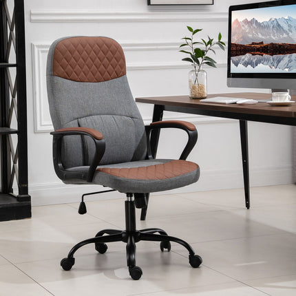 Ergonomischer Gaming-Stuhl, Drehstuhl, grau/braun