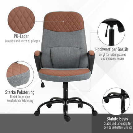 Ergonomischer Gaming-Stuhl, Drehstuhl, grau/braun