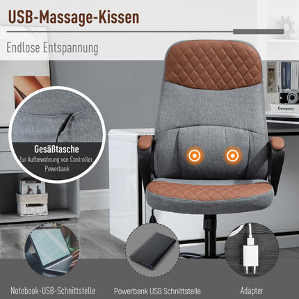 Ergonomischer Gaming-Stuhl, Drehstuhl, grau/braun
