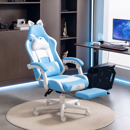 Gaming Chair With Cat Ears, 135 Recline, Footrest