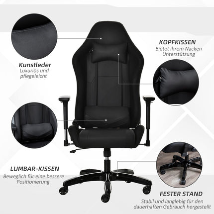 Ergonomischer Gaming-Liegesessel, Kunstleder, höhenverstellbar