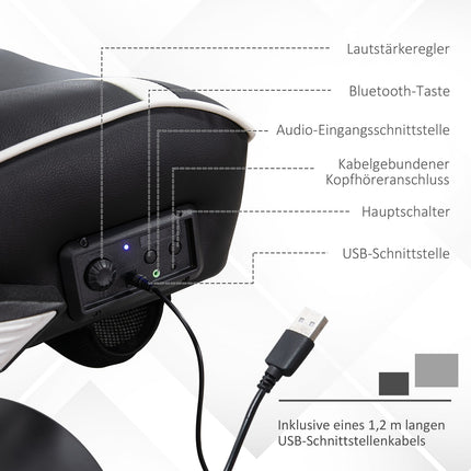 Gamingstoel Met Wipfunctie, In Hoogte Verstelbare Bureaustoel, Ergonomische Computerstoel Met Luidspreker, Lenden- En Neksteun, Kunstleer