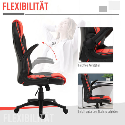 Gaming-Rennstuhl, ergonomisch, verstellbar, Rot & Schwarz