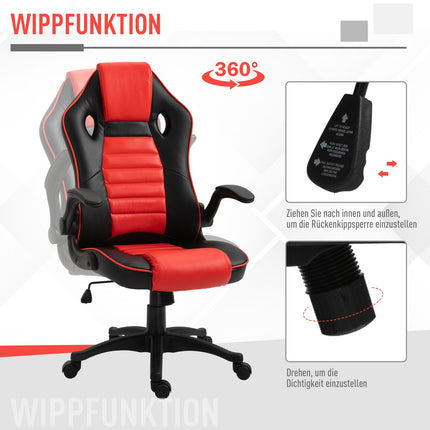 Gaming-Rennstuhl, ergonomisch, verstellbar, Rot & Schwarz