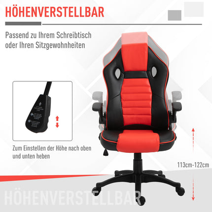 Gaming-Rennstuhl, ergonomisch, verstellbar, Rot & Schwarz