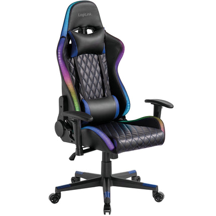 Gaming-Stuhl mit RGB-Beleuchtung, Schwarz/Blau, ergonomisches Design