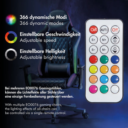 Gaming-Stuhl mit RGB-Beleuchtung, Schwarz/Blau, ergonomisches Design