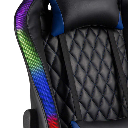 Gaming-Stuhl mit RGB-Beleuchtung, Schwarz/Blau, ergonomisches Design