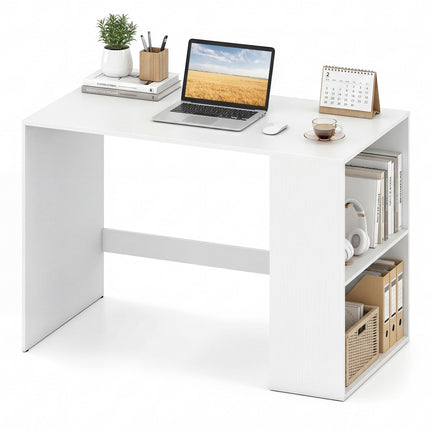 Gaming Desk 112 x 60 cm, 2 Open Shelves, White