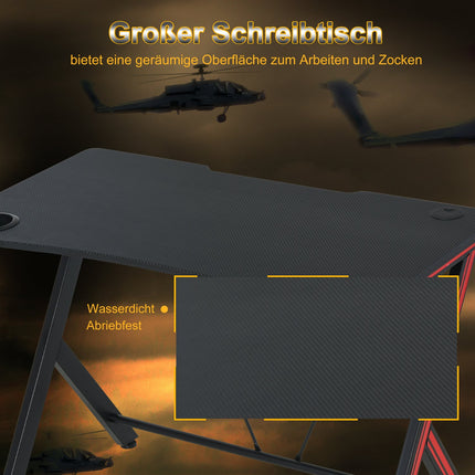 Spieltisch mit Kopfhörerhaken, Getränkehalter, schwarz