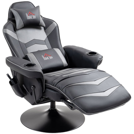Gaming-Stuhl mit Fußstütze & Massage, graues Leder