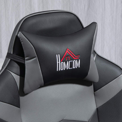 Gaming-Stuhl mit Fußstütze & Massage, graues Leder