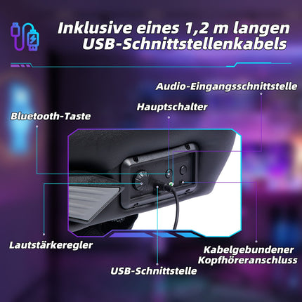 Ergonomischer Gaming-Stuhl mit Wippfunktion, Lautsprecher, 120 kg Tragkraft