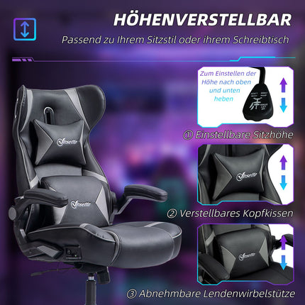 Ergonomischer Gaming-Stuhl mit Wippfunktion, Lautsprecher, 120 kg Tragkraft