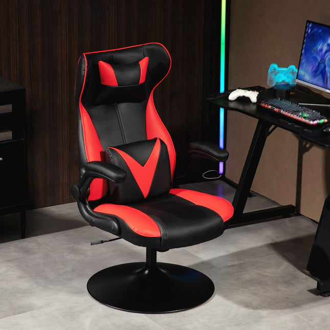 Ergonomic gaming chair with rocker, height adjustable, black/red