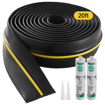 Garage Door Threshold Seal, 20 Ft PVC, Adhesive, Black