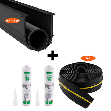 Garage Door Threshold and Bottom Seal Kit, 16 Ft PVC