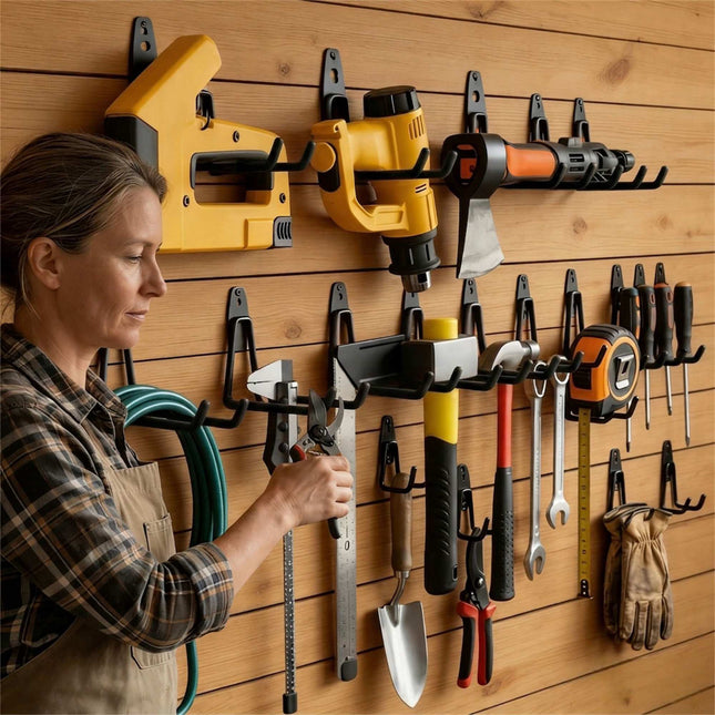 Garagenwandhaken-Set, 12-teilig PVC-beschichtet mit Riemen