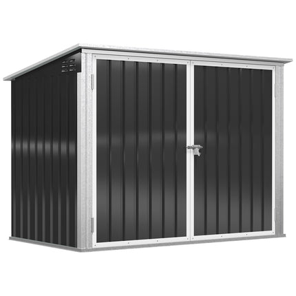 Lockable storage box in black steel dustbin, fits 2 cans