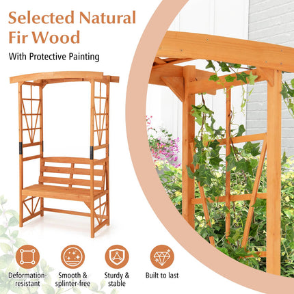 Gartenbogen-Pergola mit 2-Sitzer-Bank, 1,9 m, Tannenholz