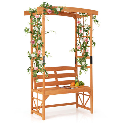 Gartenbogen-Pergola mit 2-Sitzer-Bank, 1,9 m, Tannenholz