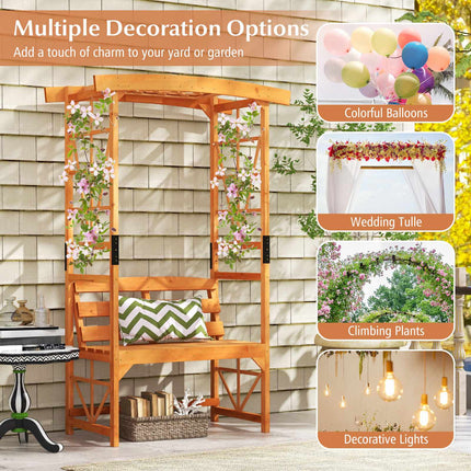 Gartenbogen-Pergola mit 2-Sitzer-Bank, 1,9 m, Tannenholz