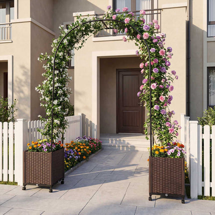 Gartenbogen-Spalier mit 2 selbstbewässernden Pflanzkästen