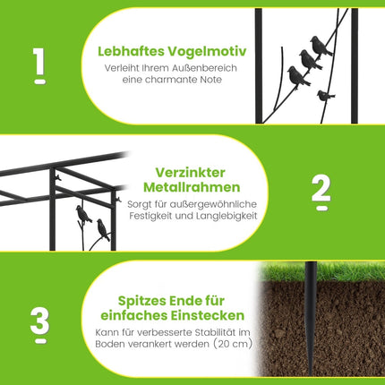 Gartenbogen mit Vogelhäuschen und Wasserschale, Schwarz, 213 cm