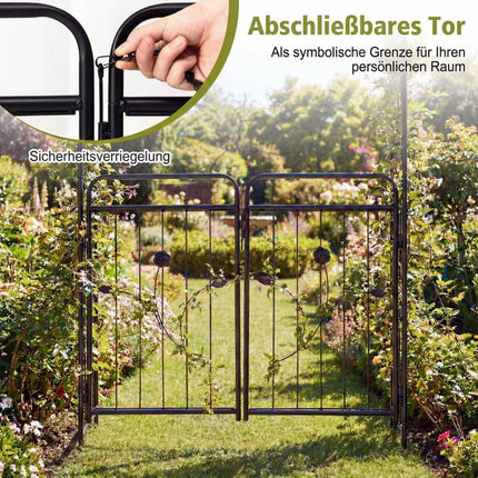 Gartenbogen mit abschließbarem Tor, Metallspalier, Schwarz