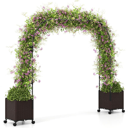 Garden Arch with Planters, Metal Trellis for Climbing Plants