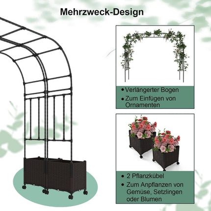 Garden Arch with Planters, Metal Trellis for Climbing Plants