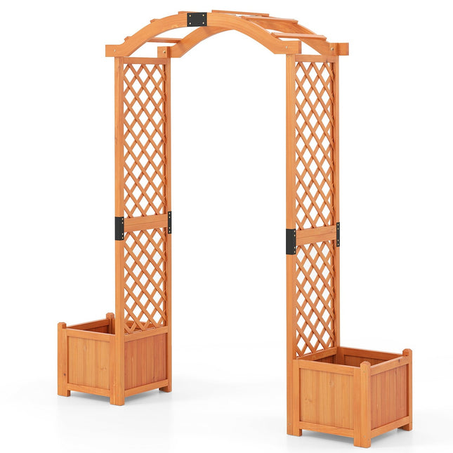 Gartenbogen mit Pflanzkästen, Holzspalier für Kletterpflanzen