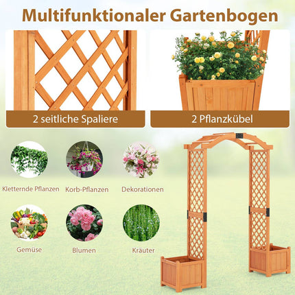 Garden Arch with Planters, Wooden Trellis for Climbing Plants