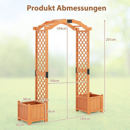 Garden Arch with Planters, Wooden Trellis for Climbing Plants
